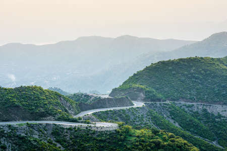 Dangerous road at KPK mountain Range in Pakistanの写真素材