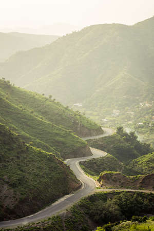 Dangerous road at KPK mountain Range in Pakistanの写真素材