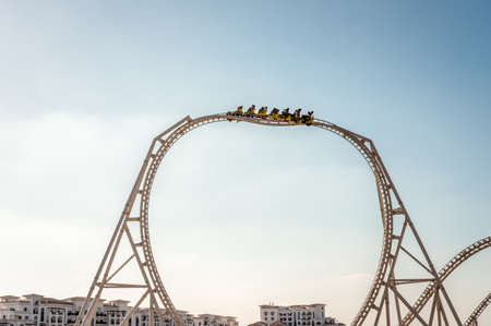 Ferrari World Yas Island, Abu Dhabi - January 2, 2018: World Fastest Rollercoaster Track, Flying...