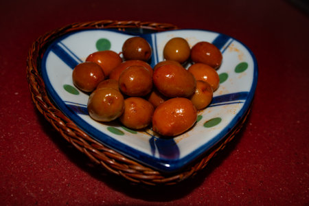 heart-shaped olive trayの写真素材