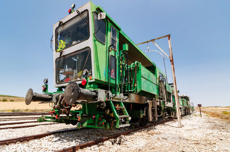 Locomotive train track rail machineの写真素材