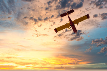 amphibious firefighting aircraft flying through the sky
