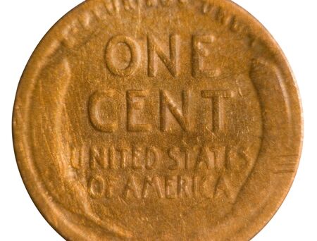 Old American One Cent; Isolated, Path includedの写真素材