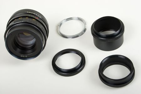 Manual Lens and Screw-in Extension Tubes with Bayonet Adapterの写真素材