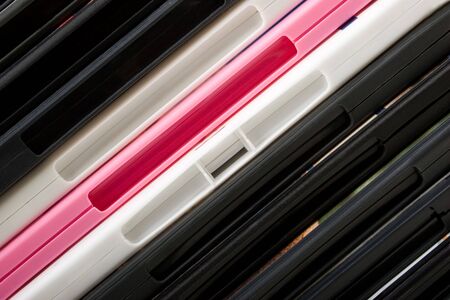 Close-up Batch of DVDs in packing boxesの写真素材