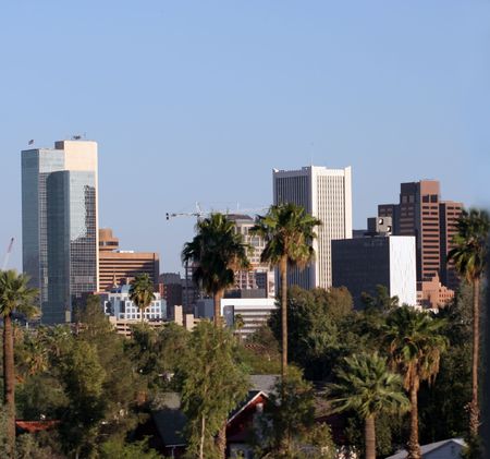 Highrise Buildings in Downtown of Phoenix, AZの写真素材