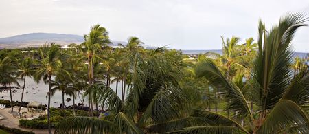 Volcano covered with clouds on Kona Island, Hawaii; Panoramaの写真素材