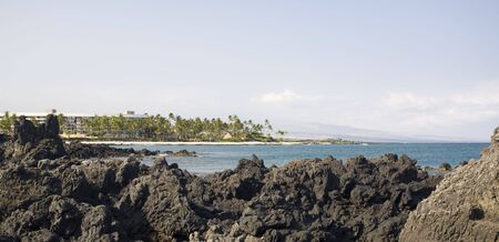 Coastal Resort on Hawaii Kona Island on Still Volcanic Lava Flow
