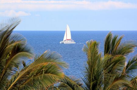 Luxury Catamaran Boat Tour of Big Island Coast, Hawaiiの写真素材