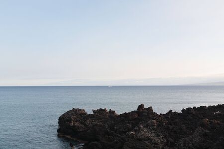 Beach on Volcanic Lava Coast Of Kona Island, Hawaiiの写真素材