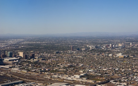 Arizona capital city of Phoenix; bird-eye viewのeditorial素材