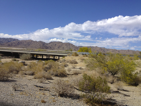 Going West and uphill on Interstate-10 in Chiriaco mountains summit, CA