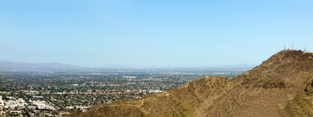West side of Valley of the Sun looking at Glendale, Peoria and Phoenix from North Mountain Park, Arizonaの写真素材