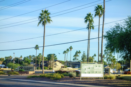 Phoenix, AZ - December 22, 2025:  Roadside poster announcing Christmas Eve at Palmcroft Church in North-West Phoenix, Arizonaのeditorial素材