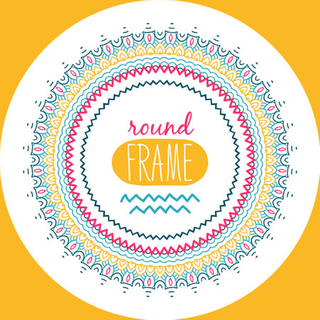 Vector round ornamental frame in vivid colorsのイラスト素材