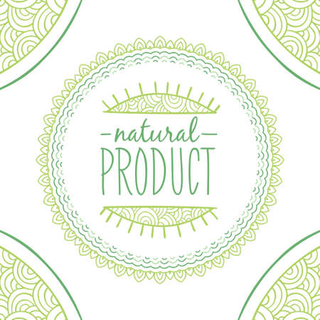 Vector ornamental round frame with text \"Natural Product\"のイラスト素材