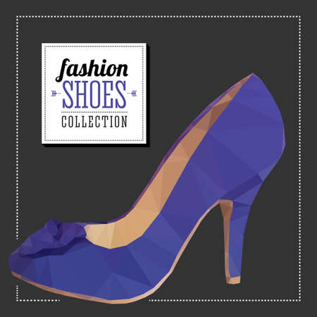 Polygonal shoe on grey background with text label and border frameのイラスト素材