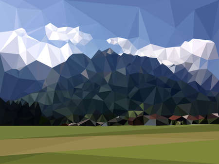 Polygonal mountains landscapeのイラスト素材