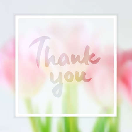 Thank you greeting card with blurred flower backgroundのイラスト素材