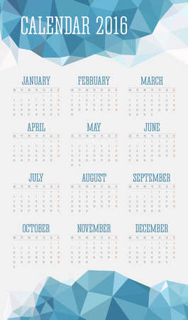 2016 year calendar vector grid with blue polygonsのイラスト素材