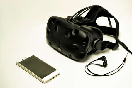 Vr, Smartphone, Laptop, digital concept on white backgroundの写真素材