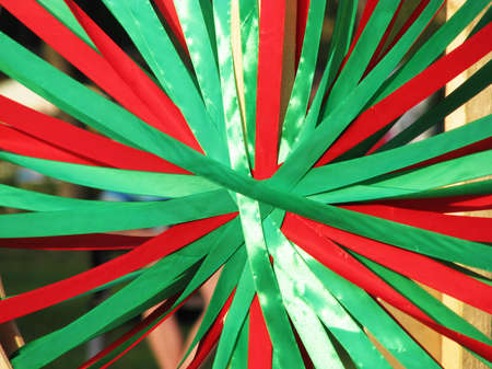 Green red ribbons abstract background textureの写真素材