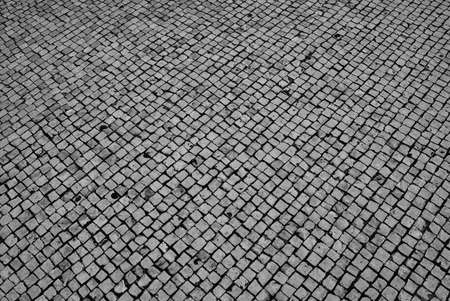 black and white texture cobblestone floor wallpaperの写真素材
