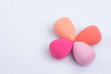 Colorful beauty sponges. Makeup tool for applying and blending products such as foundation, concealer. Copy space for text. High quality photoの写真素材