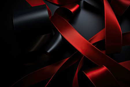 ed ribbons on black background, elegant background composition, black friday sale concept. high quality illustrationの素材