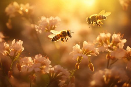 closeup of bees on honeycomb in apiary - selective focus, copy space. High quality photoの素材