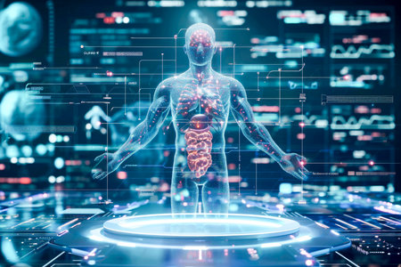 Medical technology concept. Medical research and development. Health care, patient service digital technology, ai integrate, futuristic pharmacy innovationの写真素材