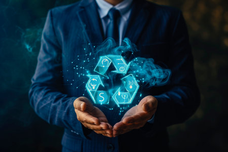 Reduce CO2 emissions concept. Climate change to limit global warming and sustainable development and green business.の素材