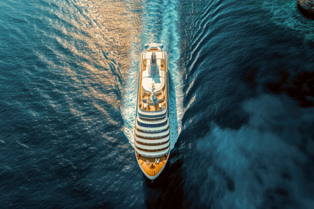 Aerial view of Cruise ship at the sea, Passenger cruise ship for luxury travel.の素材