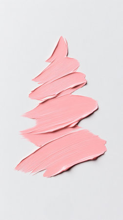 A lipstick is on a white background with the words Merry Christmas written in pinkの素材