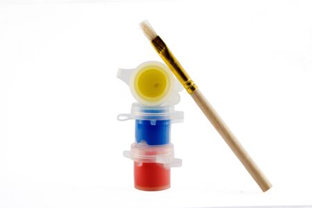 Blue Yellow Red and Brushの写真素材