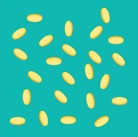 Coins Money Falling Down on Green Background.のイラスト素材