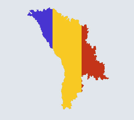 Outline of the Republic of Moldova with its national flagのイラスト素材