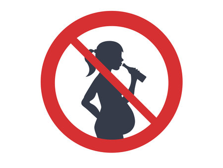 Do not drink alcohol during pregnancy, prohibition sign iconのイラスト素材