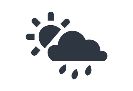 Monochromatic chance of showers and partly sunny icon. Concept of weather and forecasting.のイラスト素材