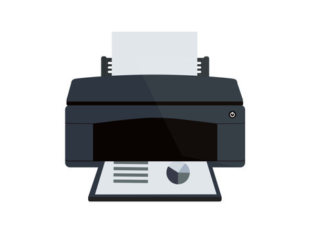 Isolated home printer icon. Flat design vector illustration.