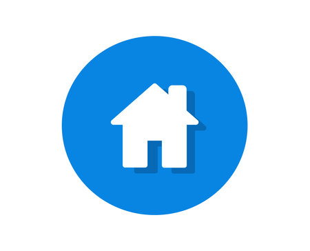 White home icon in a blue circle, concept of homepage on a website and real estate property rentのイラスト素材