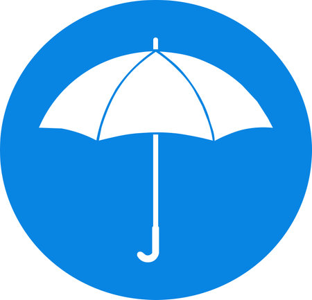 Isolated white umbrella icon on blue background.のイラスト素材