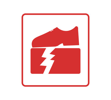 Red Do Not Step On icon. Concept of packaging.のイラスト素材