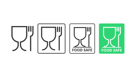 Set of Food Safe symbol.Concept of food contact and safety.のイラスト素材