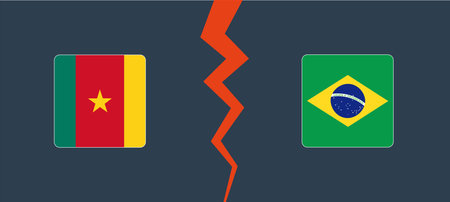 Cameroon vs Brazil with a square border. Concept of opposition, competition, and divisionのイラスト素材
