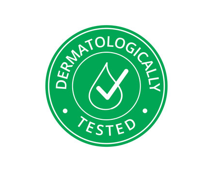 Green Dermatologically Tested symbol. Concept of packaging signs.のイラスト素材