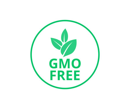 Isolated GMO Free symbol in green color. Concept of packaging and regulations.のイラスト素材