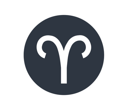 Isolated Aries astrological sign in a black circle.のイラスト素材