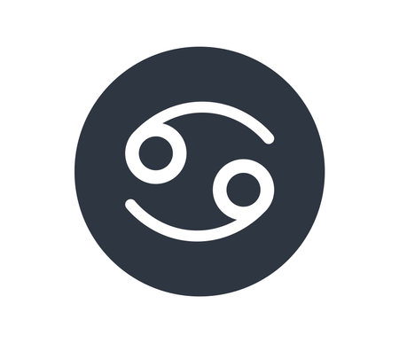 Isolated Cancer astrological sign in a black circle.のイラスト素材