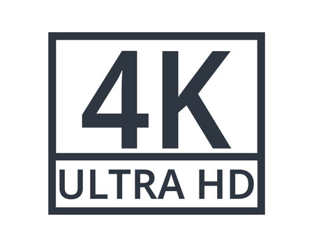 Monochromatic 4k HD symbol. Concept of resolutions and media.のイラスト素材